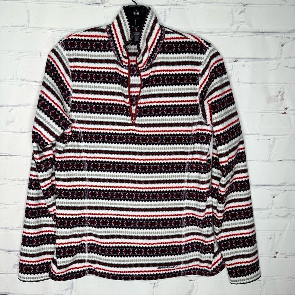 Eddie Bauer small red, blue and white pullover